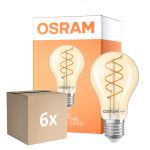 Fordelspakning 6x Osram Vintage 1906 LED Classic Slim E27 Pære Filament Gull 8W 806lm - 922 Ekstra Varm Hvit | Beste Fargegjengivelse - Dimbar - Erstatter 60W